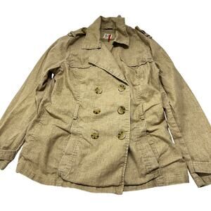 Old Navy Womens M Tan Linen Cotton Blend Utility Jacket Safari Retro No Belt